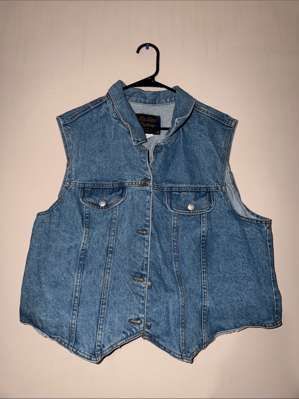 BeBop Light Blue Denim Vest with Gold Logo Patch